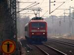 120 502(120 160-7)kam berraschender Weise mit dem RailLab 1 in Schleswig vorbei. 03.03.11