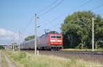 120 130-0 mit dem EC 248 von Krakow Glowny nach Lneburg zwischen Growudicke und Rathenow. 08.07.2011