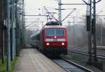 120 143-3 mit dem LPF 78081 bei der Durchfahrt in Schleswig. 17.02.12