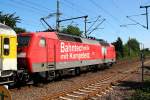 120 160-7/502-0 steht mit einem Mess-Zug(Fahrwegmessung RailLab 1) in Warteposition im Bhf von Schleswig. 15.08.12
