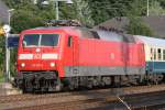 120 106-0 mit IC 2410  HANSEAT  im Bf.Schleswig.Der Zug war auf die Minute pnktlich.17.8.2012