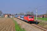 Mit dem EC 179 hat die 120 149 am 29.03.2014 gerade Rostock verlassen.In Gragetopshof wurde der Zug abgepasst.