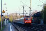 Heute morgen fuhr die DB 6120 144-1 mit LNF 13930(Leerzug aus CNL 473 aus Basel)auf dem Weg von Flensburg nach Hamburg zur Reinigung durch Schleswig 19.04.2014