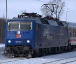 Eine kleine berraschung neben der BR 295 war heute die 120 151-6  ZDF  die den IC 1803 von Flensburg nach Kln zog. Schleswig 12.2.10 