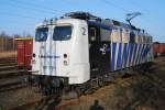 Lokomotion-Panzer 139 177 wartet am 27.03.2009 in Rostock Seehafen-Sd auf eine Holzzug aus Wismar.
