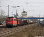 140 490-4 fhrt am 12.3.11 mit einem gemischten Gz durch den Bhf. Tostedt.