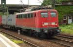 140 861-6 mit Containerzug in Harburg. 01.07.11