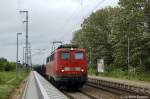 140 538-0 mit Flachwagen am Haltepunkt Schwerin Sd. 15.07.2011
