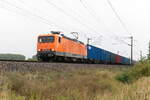 212 001-2 (143 001-6) DeltaRail GmbH mit einem Containerzug in Nennhausen und fuhr weiter in Richtung Stendal. 10.09.2021