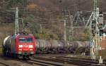 Mit einem Gz durchfhrt 145 001-4 am 20.11.10 den Bhf. Kln-West.