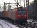 027. 145 007-1 mit einem Containerzug in HH-Harburg. 3.1.11