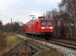 145 015-4 rumpelt solo am 31.3.11 durch Moorburg ebenfalls in den Hafen rein.