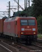 145 046-9 poltert am 1.8.10 durch den Harburger Bahnhof.