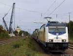 146 536-8 rollt am 25.9.10 mit dem MEr nach Tostedt in den Endbahnhof ein.