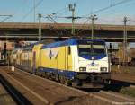 146 533-5 fhrt am 6.11.10 mit dem ME nach Uelzen aus dem Bhf. Hamburg-Harburg ab.