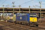Mit dem MEr nach Bremen verlsst  Die Neue  vom metronom, die 146 521-0, am 8.1.11 den Bhf. Hamburg-Harburg.