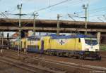 146 533-5 schiebt am 8.1.11 ihren MEr aus Lneburg in den Endbahnhof Hamburg-Harburg rein.