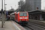 146 021 mit RE 2 nach Mnster am 12.02.11 in Recklinghausen
