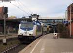 146 535-0  Rizzi  steht am 12.2.11 mit dem MEr nach Lneburg im Bhf. Hamburg-Harburg.
