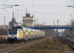 Mit dem ME nach Bremen Hbf. rollt ME 146-02 am 12.3.11 in den Bhf. Tostedt ein.