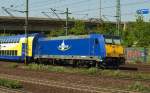 146 521-0 die  blaue  von Metronom rollt hier gerade in den Harburger Bhf rein. 7.5.11