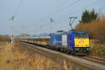 Mit dem X 80003 aus Leipzig ist die 146 520 kurz vor Rostock unterwegs.Nach einem kurzen Halt in Rostock Hbf,wird sie 20 min spter ihr Fahrtziel Warnemnde erreicht haben.Geknipst am 01.11.2009 in Sildemow.