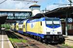 Mit ihrem ME nach Tostedt steht die 146 537 am 28.05.2009 in Hamburg-Harburg.