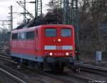 151 001-5 rollt am 11.2.11 solo durch den Bhf. Hamburg-Harburg.