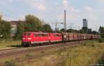 151 116-1 und 151 112-0 rollen am 3.9.11 durch Unterelbe weiter in Richtung Hansaport.