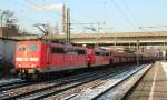 151 118-7 und 119-5 zogen gemeinsam einen Kohlependel durch Harburg. 31.1.12