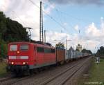 151 055-1 fhrt am 4.9.10 mit einem Gz durch den Ort Tostedt gen Bremen.