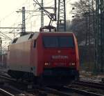 152 098-0 der Railion rollte ganz alleine durch Harburg. 26.2.11