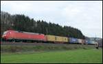 152 051 mit Containerzug am 18.04.13 bei Hermannspiegel