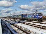 Mit dem TEC 42153(Rostock Seehafen-Verona)steht die 152 134 am 24.11.2008 im Startbahnhof.