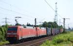 152 153-3 und 152 121-0 fahren am 10.7.10 gemeinsam mit einem Containerzug durch Ahlten gen Hannover.