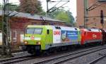 152 005-5  Claas  und 152 026-4 mit einem langen Kalkzug in HH-Harburg. 26.9.10
