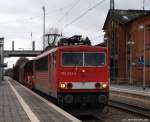 155 203-3 poltert am 12.11.10 mit einem Gz durch den Bhf. Tostedt und strebt weiter gen Hamburg.