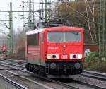 155 063-1 mit muffeligem Tf auf Solotour durch HH-Harburg. 7.1.12