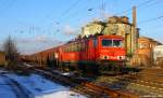 155 115-9 strebte am 12.1.13 mit einem Gterzug durch Verden (Aller) gen Sden.