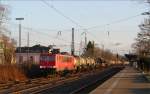 155 127 mit gemischtem Güterzug in Richtung Düsseldorf am 17.01.15 in Hilden