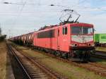 Die mittlerweile durch ein Unfall aus dem Dienst geschiedene 155 093 zeigte sich am 20.10.2008 noch putzmunter im Rbf Rostock-Seehafen.