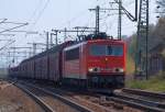 76. 155 081-3 mit einem kurzen Autotransportzug. HH 24.4.10