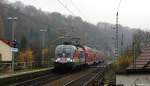 Mit der S1 nach Bad Schandau fuhr 182 016-6 am 23.11.13 in den Bf. Obervogelgesang ein.