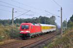 Mit ihrem Messzug rollt die 182 506 am 07.08.2014 durch Sildemow in Richtung Schwerin.Die Faht ging über Schwerin-Ludwigslust-Stendal nach Celle.