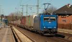 185 512-1 der Alpha Trains rollte am heutigen 6.Mrz mit dem Lauritzen/Freja durch Schleswig. 6.3.11