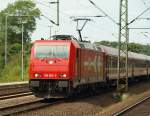 185 605-3 der HGK(2063) kam als Zuglok des DPF 13493 aus LeMans vom 24 Stunden Rennen und fuhr als DLr 1763 im Auftrag der MEV wieder zurck Richtung Osnabrck. SL 13.6.11