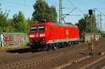 185 141-9 mit frischer HU bei der Durchfahrt in HH-Harburg. 03.06.11