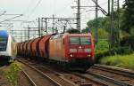 185 006-4 durchfuhr Harburg mit einem weiteren Tanoos Ganzzug. 8.7.11   Bild Nr.3700