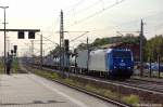 185 519-6 der ITL mit einem Containerzug in Rathenow Richtung Wustermark unterwegs. 16.09.2011
