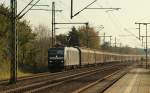 185 557-6 mit einem Papierzug hier fotografiert kurz vor der Durchfahrt in Schleswig Hbf. 27.10.11